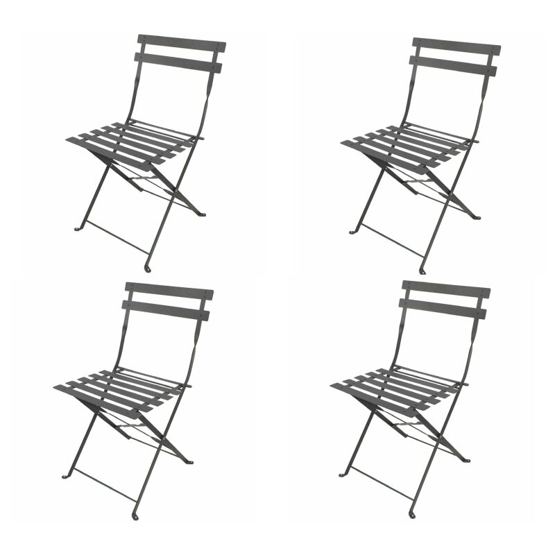 Lot de 4 chaises pliables en métal 'Mistral' - Gris - h 82 cm - Livraison gratuite