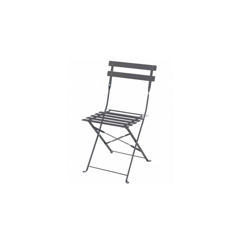 chaise de jardin pliable en métal gris anthracite - 46x42x82cm - gris