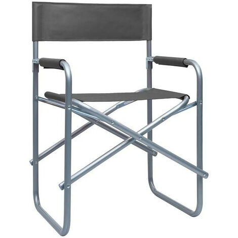 Chaise de jardin pliable gris et métal gris Acini - Lot de 2