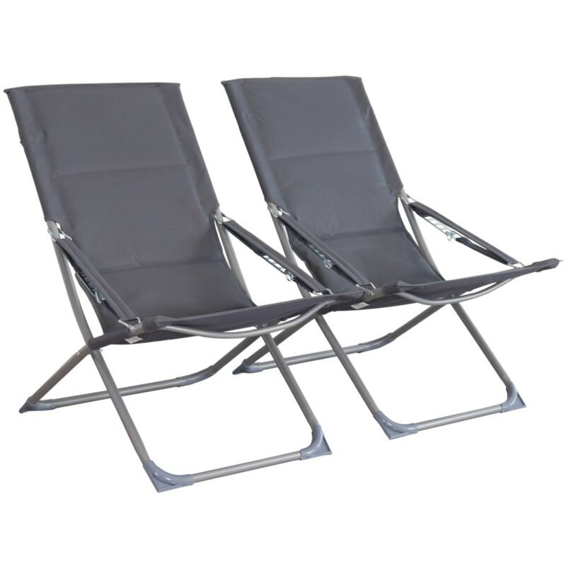 Lot de 2 chaises pliantes anthracite parma en acier / polyester 600D. 84 x 62 x 87 cm