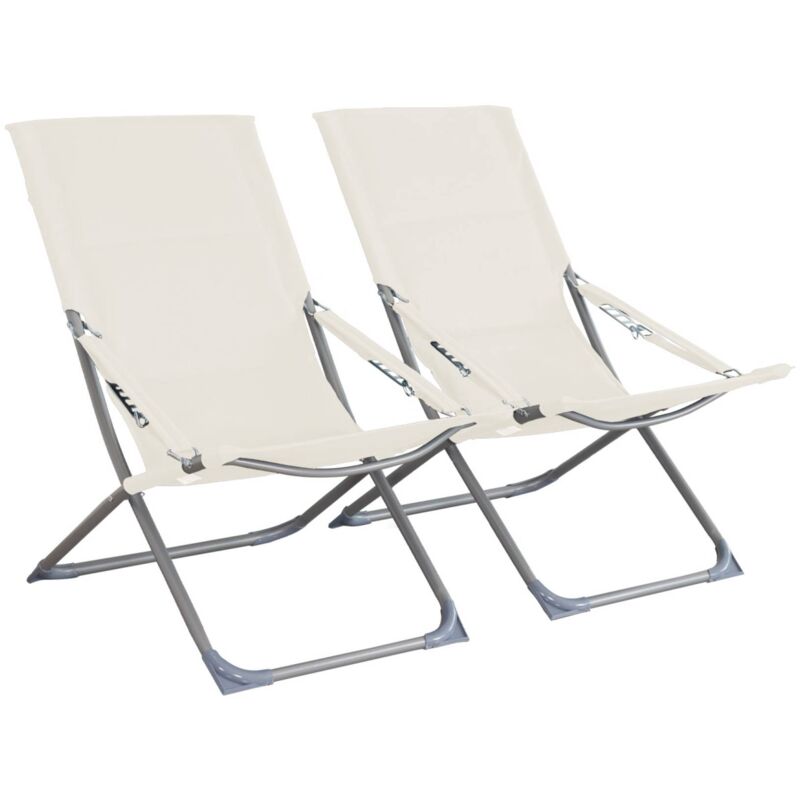 Lot de 2 chaises pliantes beige parma en acier / polyester 600D. 84 x 62 x 87 cm