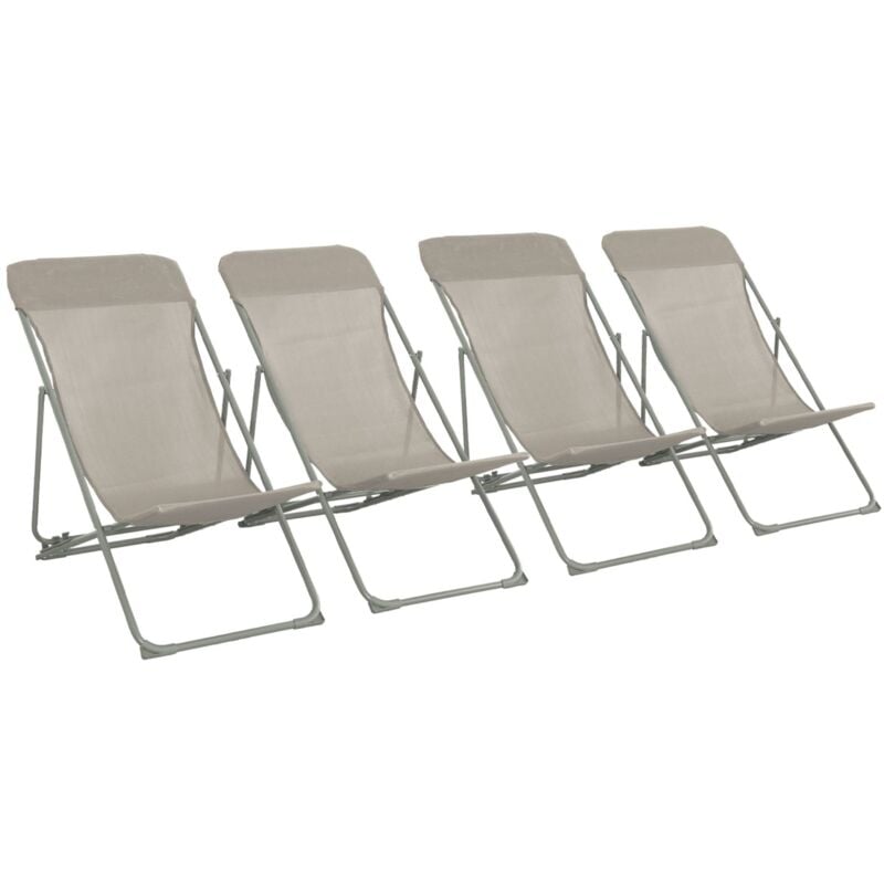 Lot de 4 chaises pliantes livorno en acier / textilene. kaki. 83 x 88 x 95 cm
