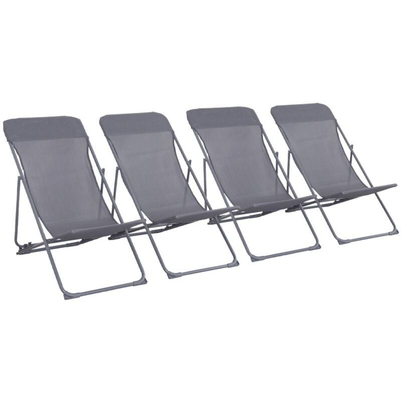 Lot de 4 chaises pliantes livorno en acier / textilene. anthracite. 83 x 88 x 95 cm