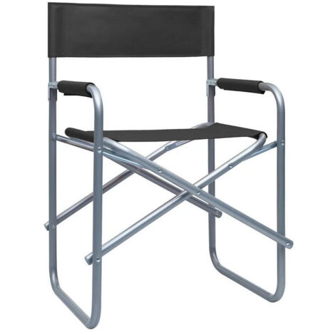 Chaise de jardin pliable noir et métal gris Acini - Lot de 2