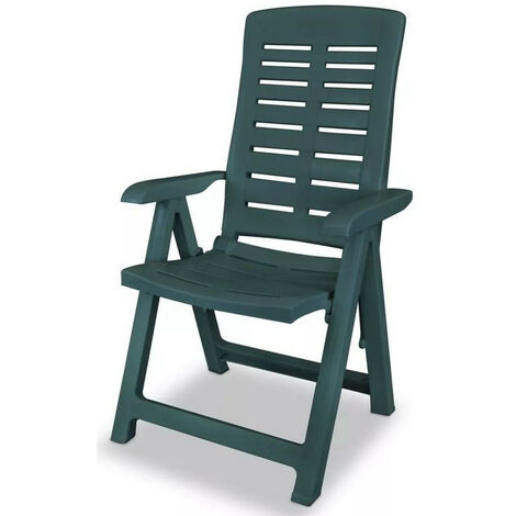 Chaise de jardin pliable plastique vert Bouka - Lot de 2