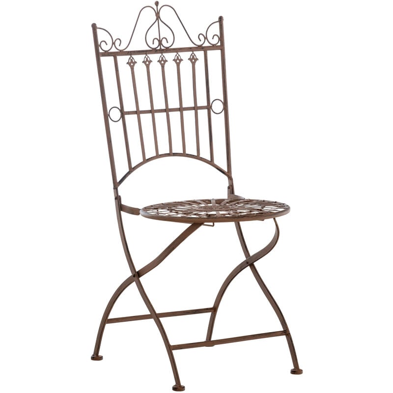 Chaise de jardin finement détaillée en métal disponible en différentes couleurs colore : antique brun