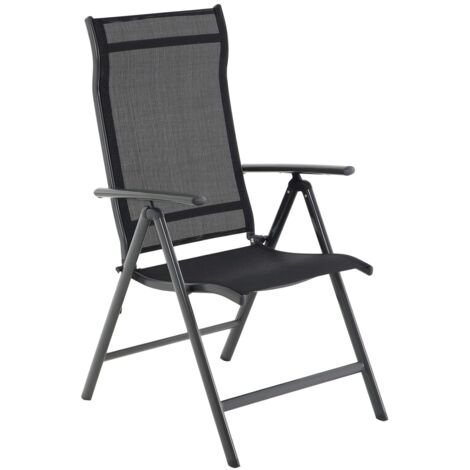 Chaise pliante aluminium Confort Large Chaise de jardin chaise de camping Noir dossier haut