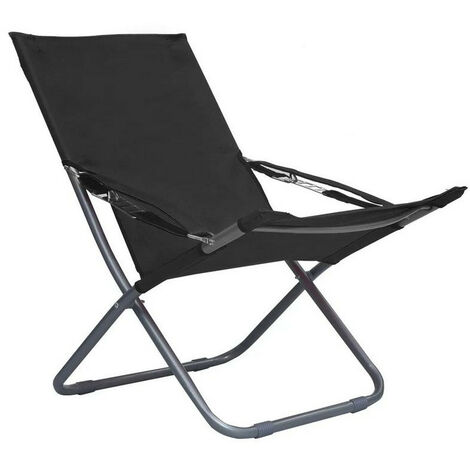 Chaise de jardin pliable tissu et métal noir Bouni - Lot de 2