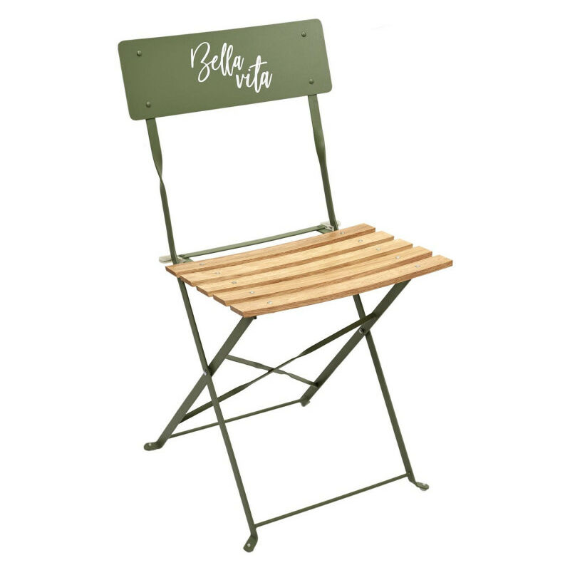 Chaise pliante 'Bella Vita' en métal et bois de pin - Vert - l 42 x h 81 x p 48 cm - Livraison gratuite