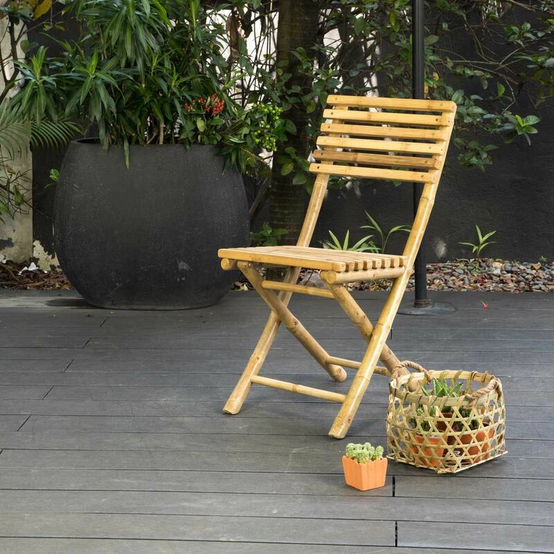 Chaise de jardin pliante en bambou naturel Taman - Bois clair
