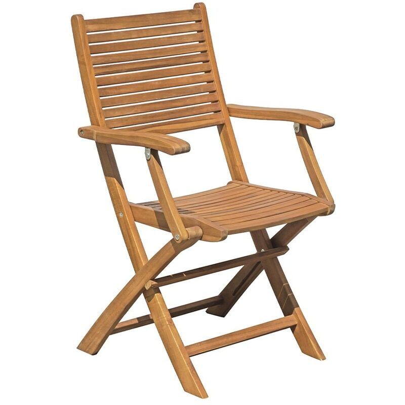 Gartrend - Chaise de jardin pliante en bois avec accoudoirs extérieure Nias