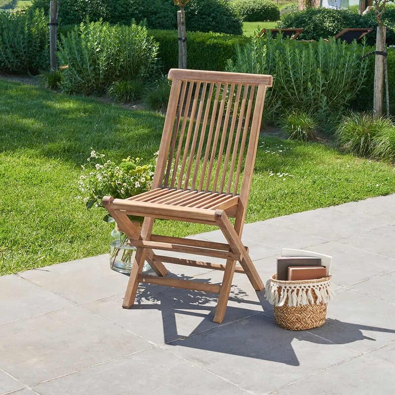 Chaise de jardin pliante en teck huilé - Marron