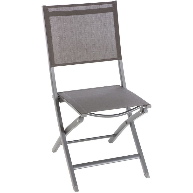 Hesperide - Chaise de jardin pliante Essentia - Aluminium et texaline - 57 x 45 x 90 - Gris foncé