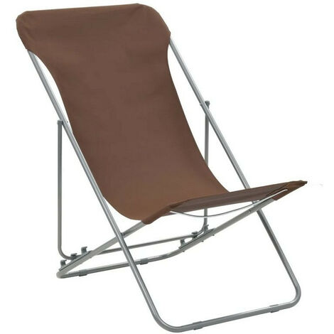 Chaise de jardin pliante tissu marron et métal Ecio - Lot de 2
