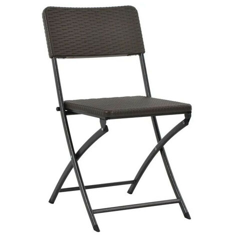 Chaise de jardin polyéthylène noir et métal Nesly - Lot de 2