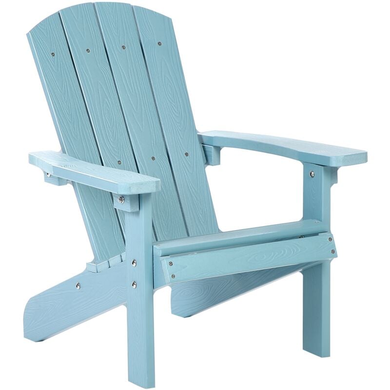 Chaise de Jardin pour Enfants en Plastique Effet Bois Pour Terrasse Patio Bleu Clair Adirondack