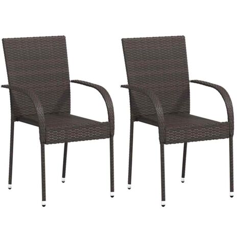 Chaise de jardin résine tressée marron Daget - Lot de 2