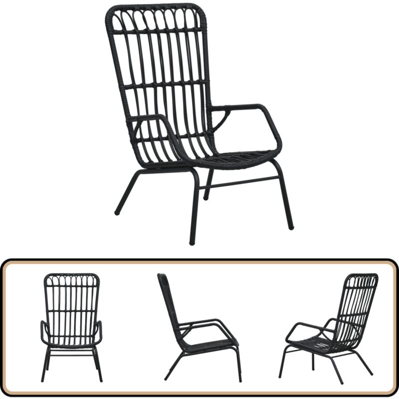 Chaise de jardin Résine tressée Noir - Chaise De Jardin - Chaise Extérieure - Mobilier De Jardin - Résine Tressée - Chaise Noire
