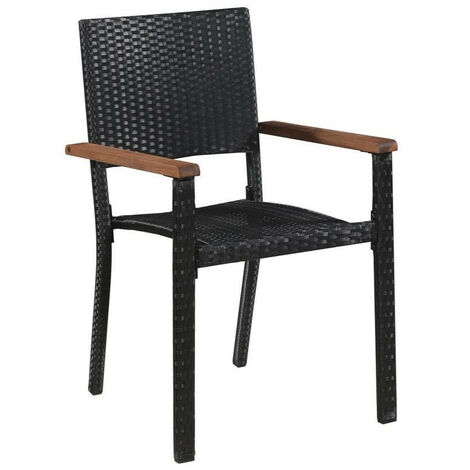 Chaise de jardin résine tressée noire Toplu - Lot de 2