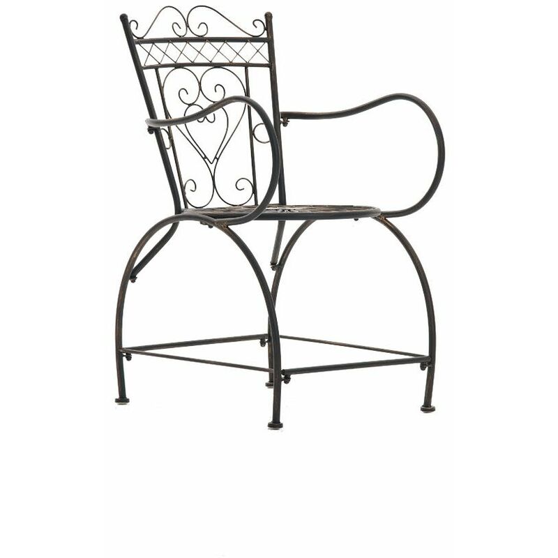 Chaise d'extérieur Sheela en fer avec accoudoirs et repose-pieds Bronze