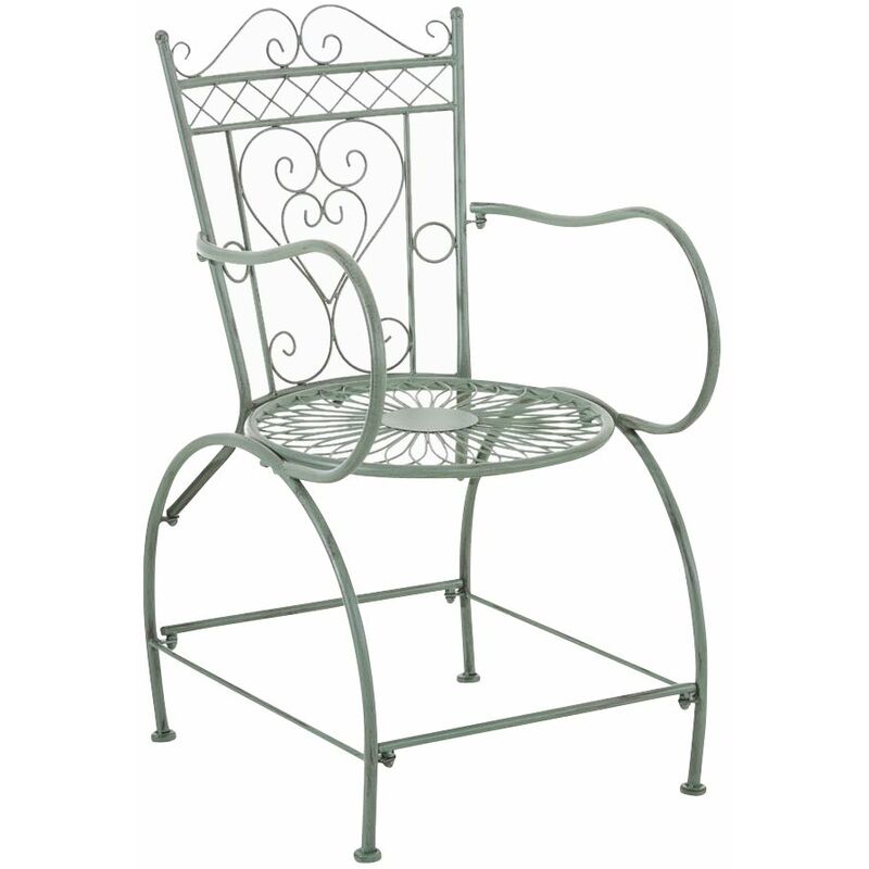 Chaise d'extérieur Sheela en fer avec accoudoirs et repose-pieds Vert antique