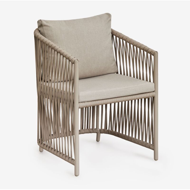 Chaise de jardin Sophie avec accoudoirs en aluminium et corde tressée Sklum Brun Moka