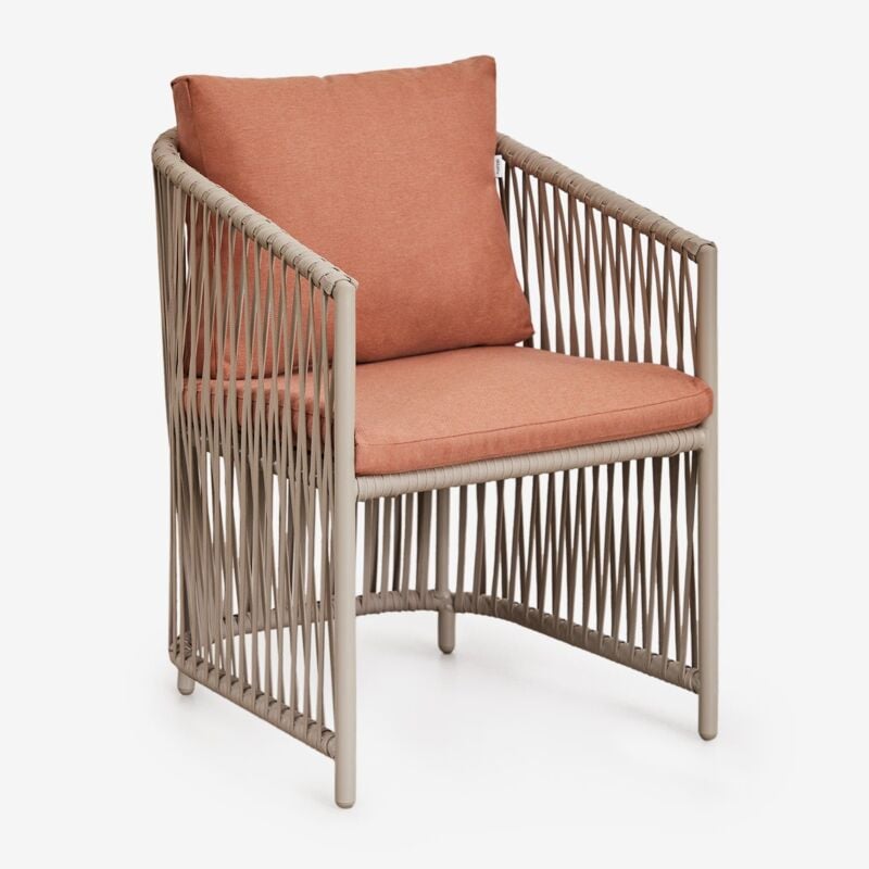 Chaise de jardin Sophie avec accoudoirs en aluminium et corde tressée Sklum Rouge Argile