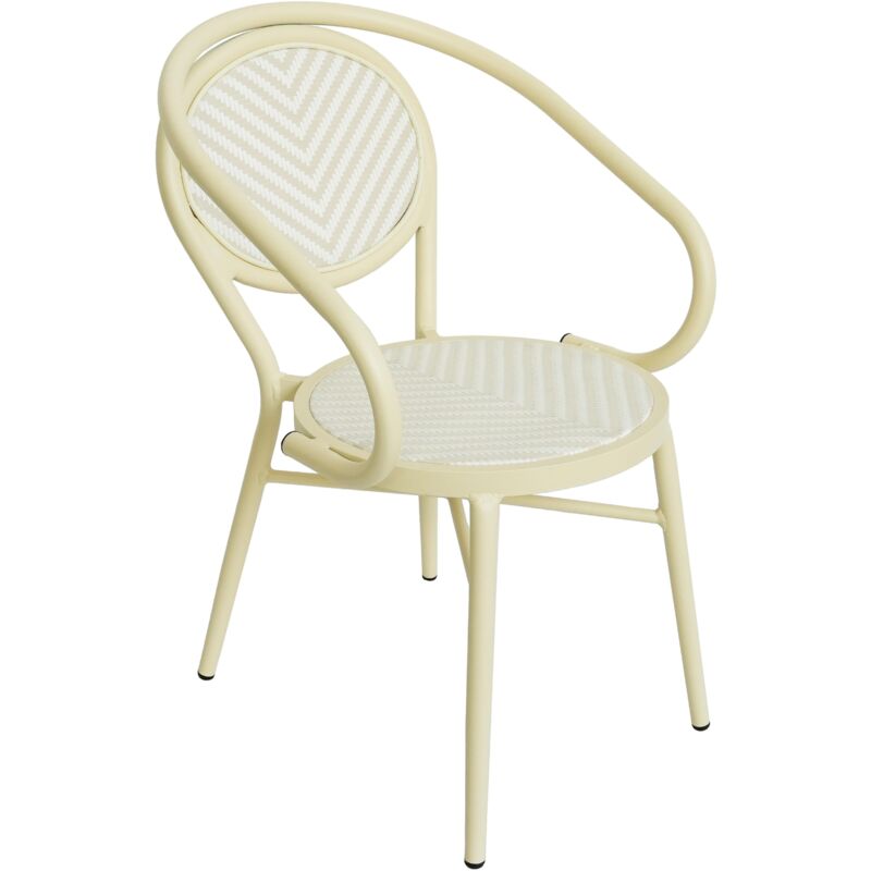 Oviala - Chaise de jardin style bistrot parisien en aluminium et rotin beige