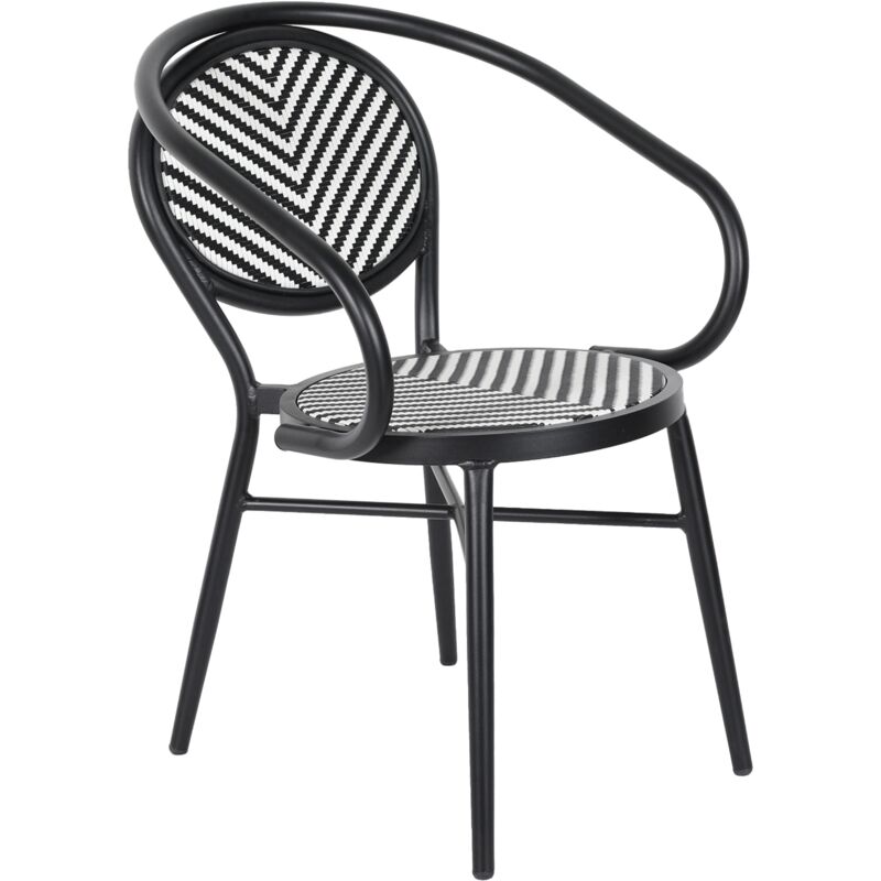 Oviala - Chaise de jardin style bistrot parisien en aluminium et rotin noir
