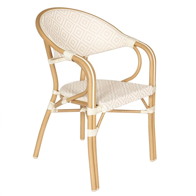 Oviala - Chaise de terrasse style parisien aluminium et rotin synthétique beige