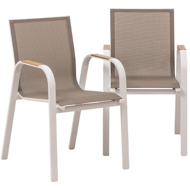 Made In Meubles - Chaise de jardin taupe en aluminium Ayden (lot de 2)