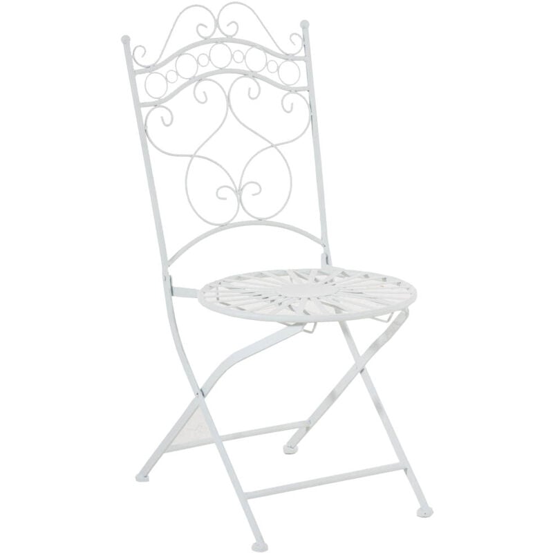 Chaise de jardin terrasse balcon design rustique en fer forgé blanc