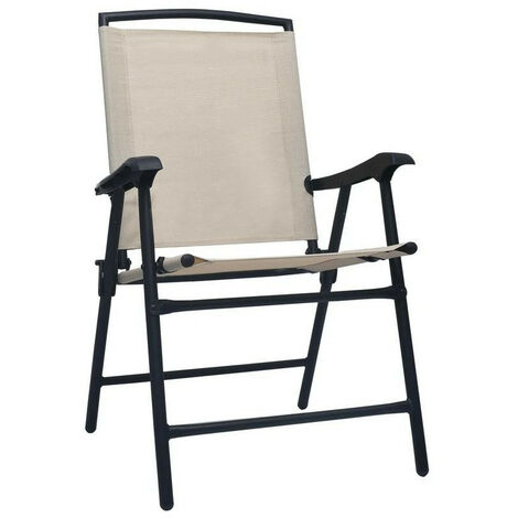 Chaise de jardin textilène crème et métal noir Ariz - Lot de 2