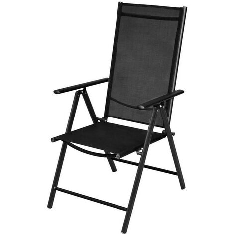 Chaise de jardin textilène et métal noir Derino - Lot de 4