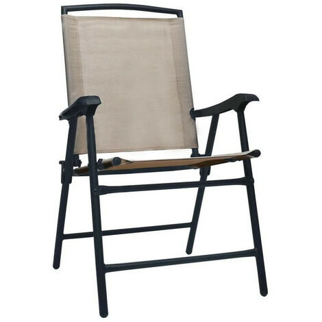 Chaise de jardin textilène taupe et métal noir Ariz - Lot de 2