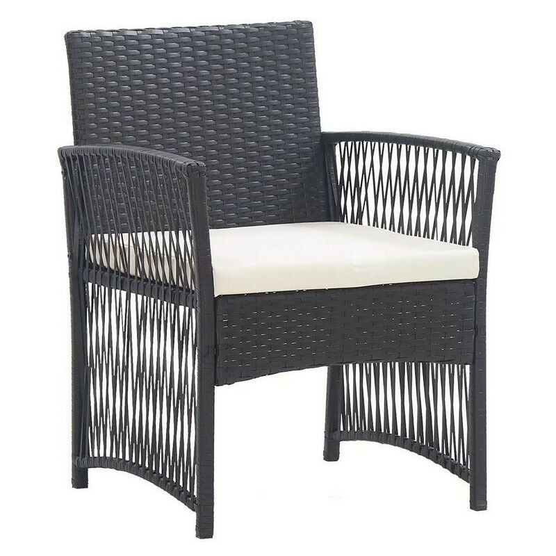 Chaise de jardin tissu blanc et résine noire Ragen - Lot de 2