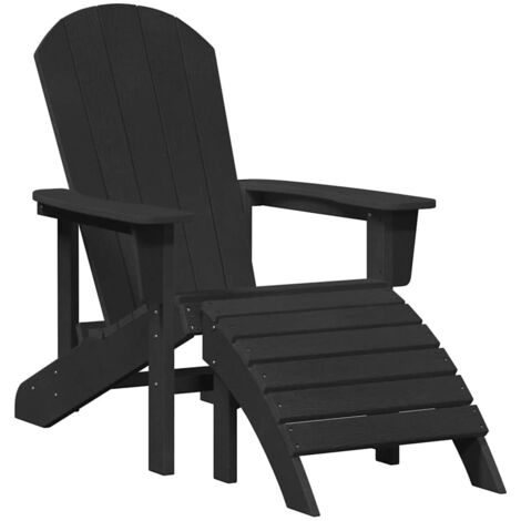Chaise de jardin，Chaise Adirondack avec coussin Noir 74 x 82 x 92cm HDPE CFW6164422