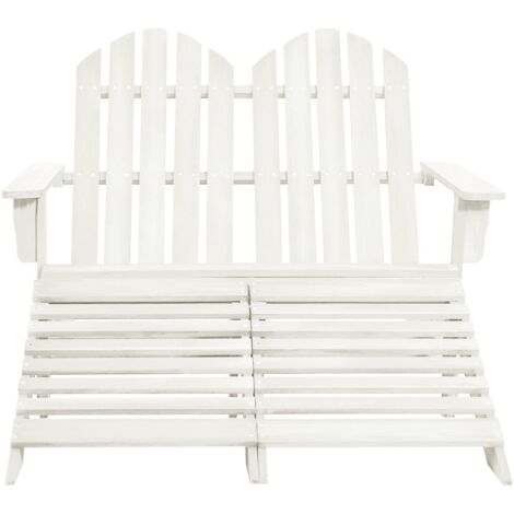 Chaise de jardin，Chaise d'extérieur Adirondack 2 places et repose-pied sapin blanc CFW4133921