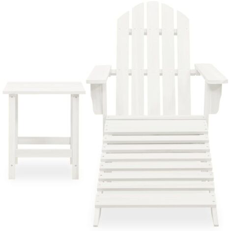 Chaise de jardin，Chaise d'extérieur Adirondack avec pouf et table Sapin Blanc CFW7401865