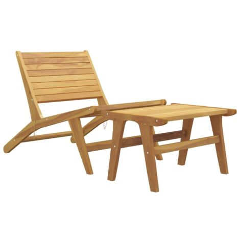 Chaise de jardin，Chaise d'extérieur avec repose-pieds Bois de teck solide CFW1858664