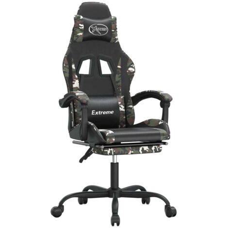 Chaise de jeu avec repose-pied Noir et camouflage Similicuir CFW172607