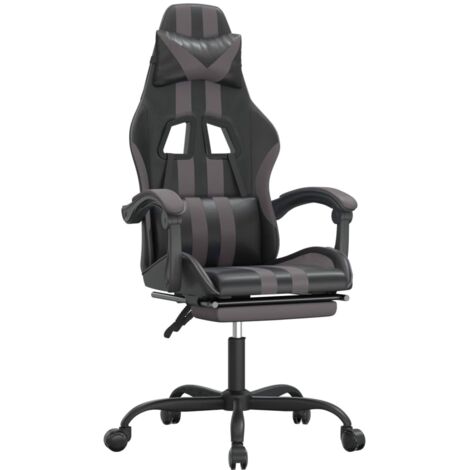 Chaise de jeu avec repose-pied Noir et gris Similicuir CFW231931