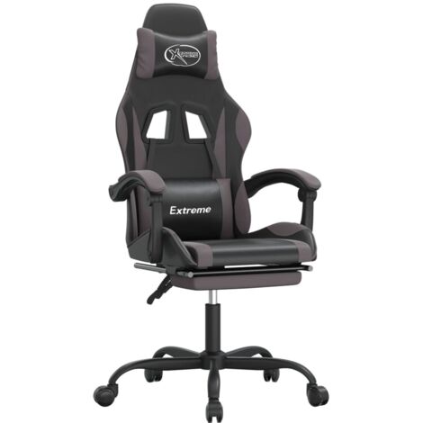 Chaise de jeu avec repose-pied Noir et gris Similicuir CFW532072