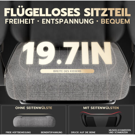 Chaise de jeu chaise de bureau en tissu,chaise de massage de jeu avec appuie-tête,siège ergonomique de course gaming avec repose-pieds (gris clair)