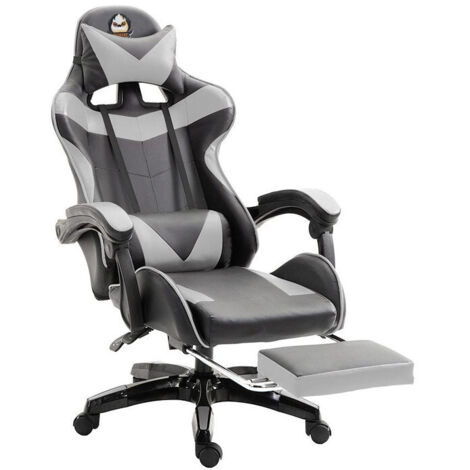 Chaise de jeu, chaise de bureau réglable en hauteur avec fonction d'inclinaison réglable, avec oreilles de chat et appui-tête  avec support lombaire et repose-pieds