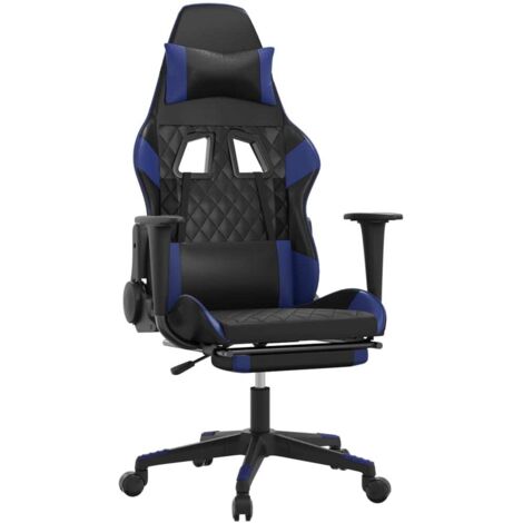 Chaise de jeu  Chaise de Gaming avec repose-pied Noir et bleu Similicuir