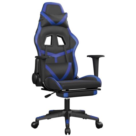 Chaise de jeu  Chaise de Gaming avec repose-pied Noir et bleu Similicuir