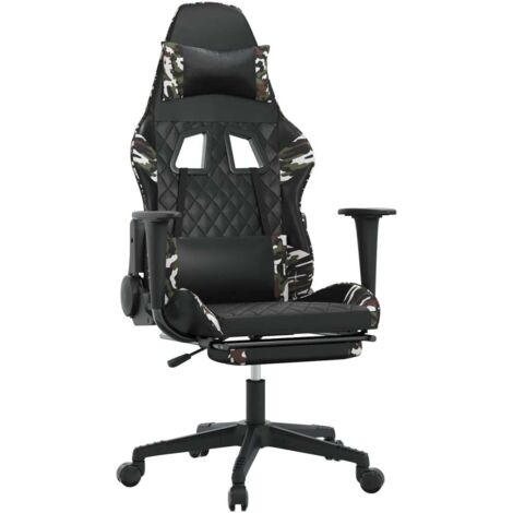 Chaise de jeu  Chaise de Gaming avec repose-pied Noir et camouflage Similicuir