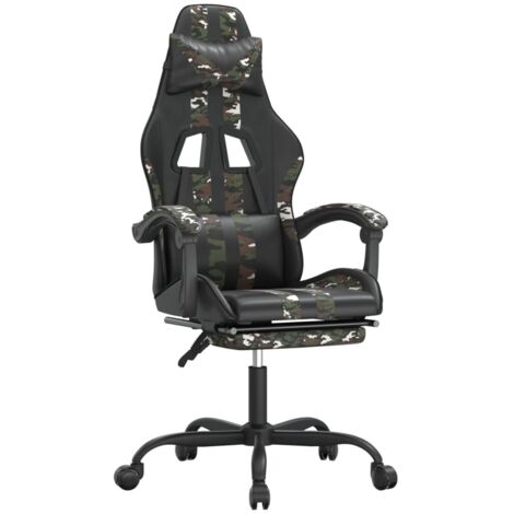 Chaise de jeu  Chaise de Gaming avec repose-pied Noir et camouflage Similicuir