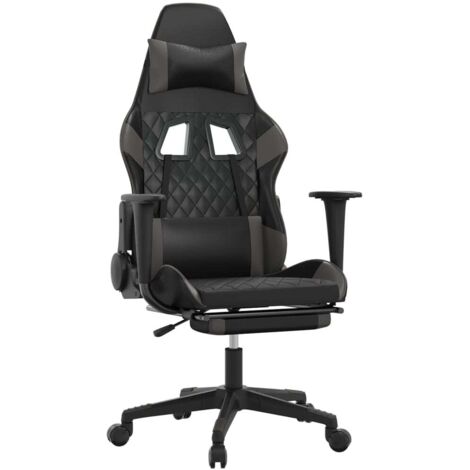 Chaise de jeu  Chaise de Gaming avec repose-pied Noir et gris Similicuir